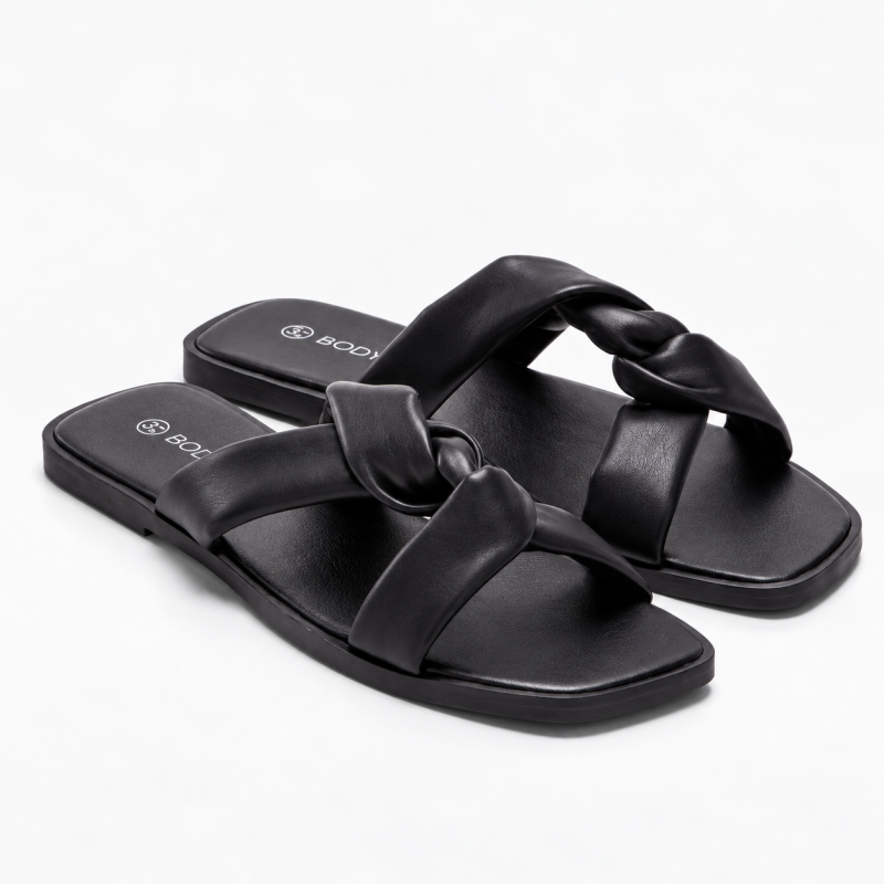 Slides for Women by BodyFlirt, Black, Sizes 36, 37