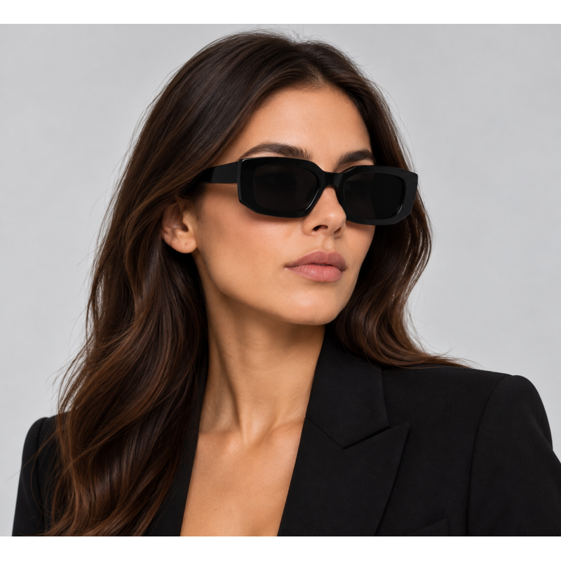 Rectangular Sunglasses for Women and Men by Bonprix, Black, One Size