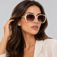 Geometric Sunglasses for Women by Bonprix, White