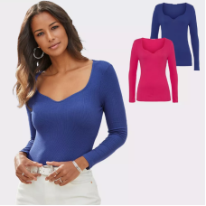 2 Pack of sweater for woman, Vivance, Blue/Pink