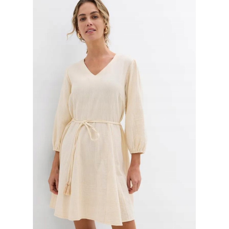 Sieviešu muslīna kleita Bonprix bēša krāsā, XXL izmērs