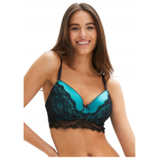 Sieviešu krūšturis, Bodyflirt, ar polsterētu bļodiņu un mežģīnēm, zils