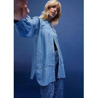 Blue Denim Shirt Rainbow with Applique