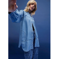 Blue Denim Shirt Rainbow with Applique