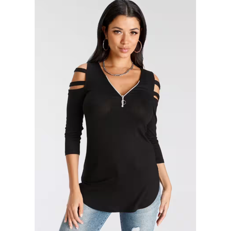 Black shirt with Rainbow zipper, size XXS/XS
