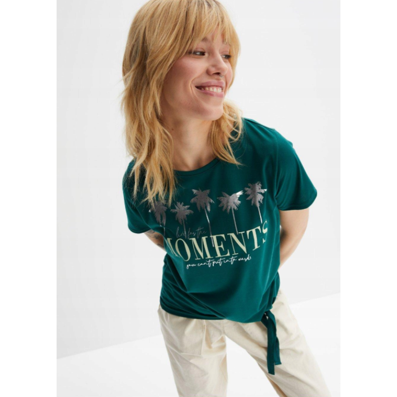 Green t-shirt with print, Rainbow, Size S-M