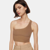 Review brown top on one shoulder