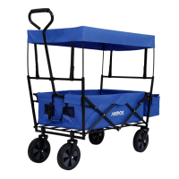 Handcart, transport cart, foldable, with telescopic pole, blue, Arebos