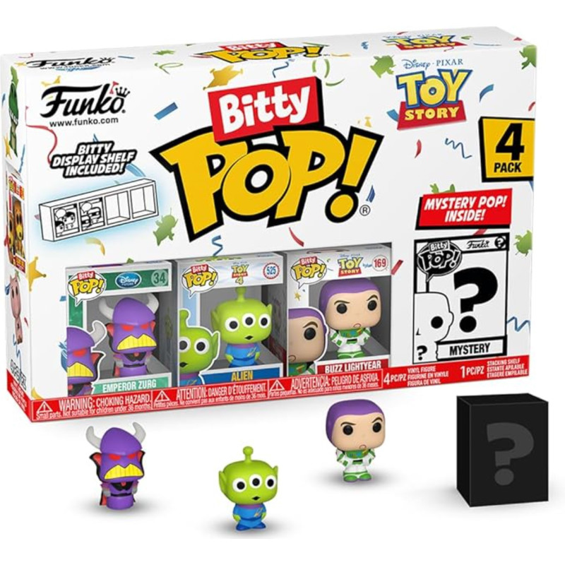 Figūru komplekts Funko Bitty POP! Toy Story Zurg, Rotaļlietu stāsts Alien, Buzz, Emperor Zurg Lightyear 4 gab