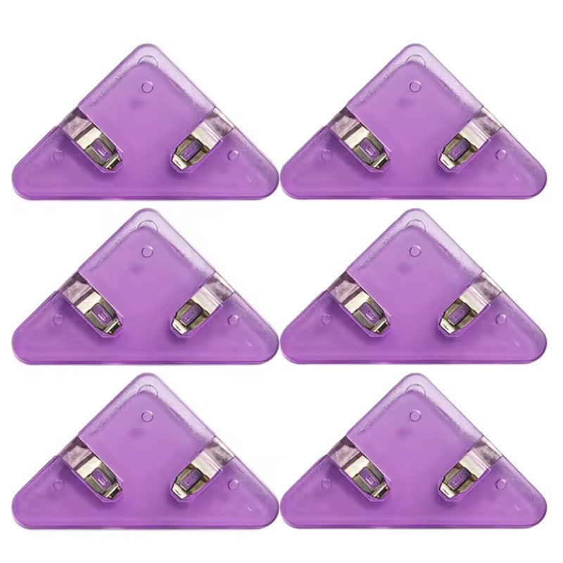 6 pcs Paper clips, triangular paper clips, document clips, bookmark purple