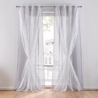 Elegant curtains, white with gray, 130x145cm