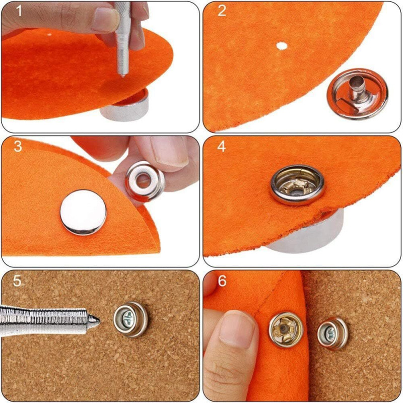 25 pcs stainless steel canvas snaps, push screw