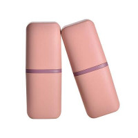 Toothbrush and toothpaste storage box, portable travel toothbrush holder, organizer, pink