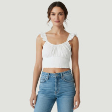 Review white top with ruffles