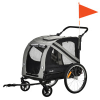 Bicycle dog trailer and stroller, gray, PawHut