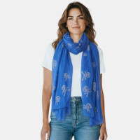 Light scarf with diamonds, blue