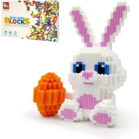 Micro Mini building blocks, 3D lego block set, constructor rabbit with carrot, 1598 pcs
