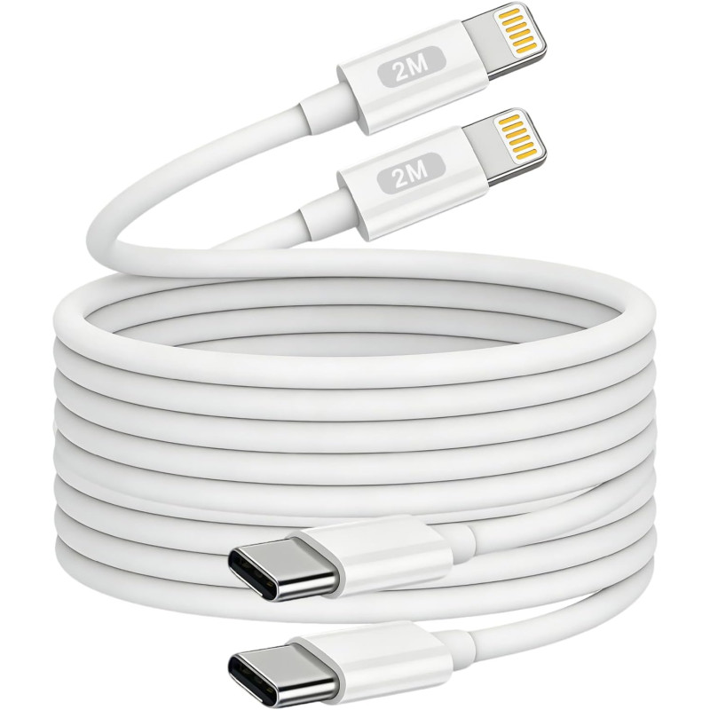 Кабель Lightning для iPhone с разъемом USB Type-C и адаптером, 2 шт., 2 м, быстрая зарядка 20 Вт