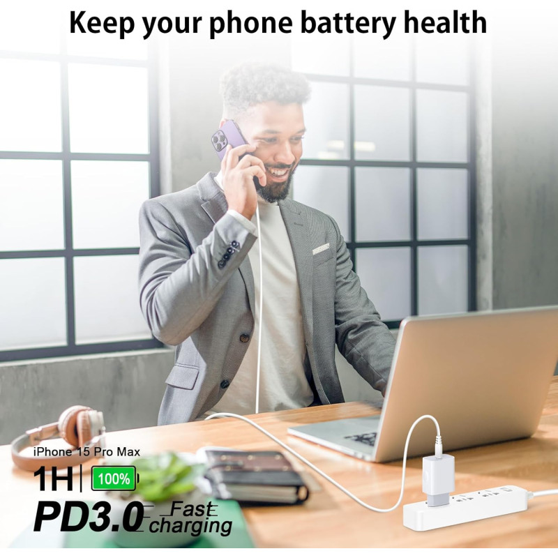 Кабель Lightning для iPhone с разъемом USB Type-C и адаптером, 2 шт., 2 м, быстрая зарядка 20 Вт