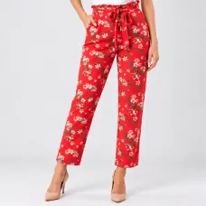 Vasaras bikses sievietēm Vero Moda sarkanas ar ziedu rakstu