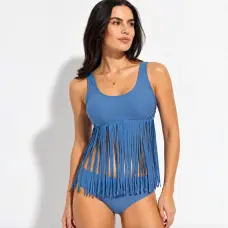 Two-Piece Swimsuit for Women Bonprix, Blue with Long Fringe