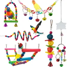 Parrot toy, bird cage toy, wooden perch
