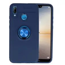 Защитный чехол для телефона Huawei P20 Lite, синий, магнитный, с кольцом.