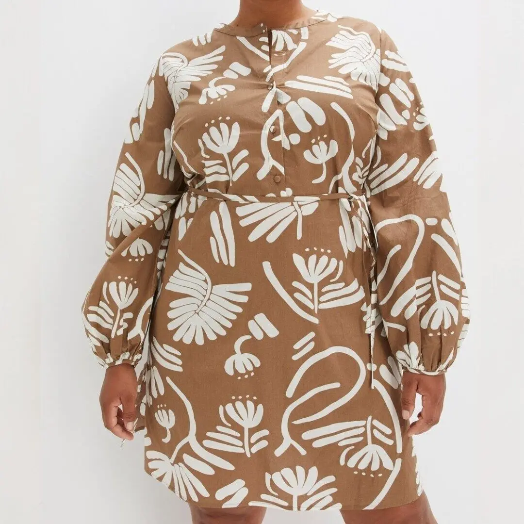 Moteriška suknelė, BodyFlirt, medvilninė, ruda, 3XL dydis