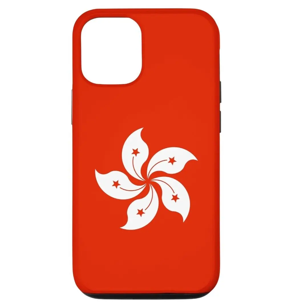 Phone case, cover for Apple iPhone 12 Pro, red with Hong Kong flag